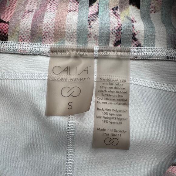 CALIA by Carrie Underwood | Pink Luster Stripe Floral Mesh Hem Leggings - Picture 6 of 6